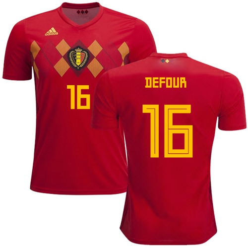 Belgium #16 Defour Red Soccer Country Jersey